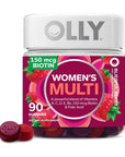 OLLY Women's Multivitamin Gummy, Overall Health and Immune Support, Vitamins A, D, C, E, Biotin, Folic Acid, Adult Chewable Vitamin, Berry, 45 Day Supply - 90 Count (Pack of 1)