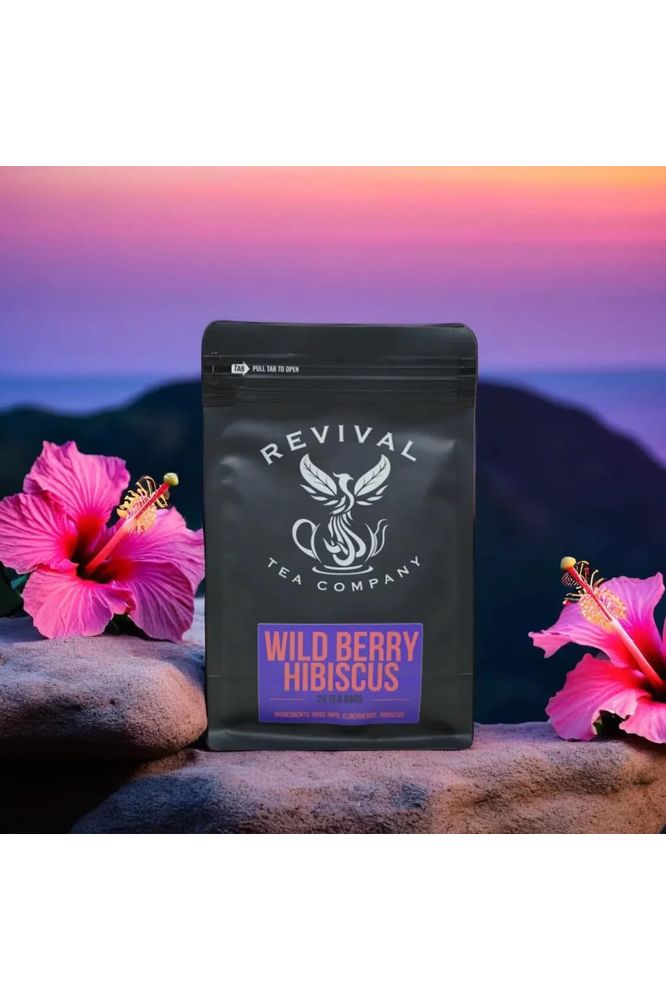 Revival Tea Company Wild Berry Hibiscus Tea  Herbal Tea Blend with Elderberry and Natural Wild Berry Flavor  Caffeine Free  24 Tea Bags