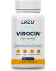 Lazu Virocin - Zinc Supplement - Zinc Ionophore | Zinc, Vitamin C, Vitamin D3 | Enhanced Immune Support and Rapid Absorption | 60 Capsules