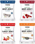 Think Jerky Beef and Turkey Jerky Variety Pack 10 Ounce Bags Pack of 8 Contains 2 Bags of Each Classic Beef Jerky Sweet Chipotle Beef Jerky Sriracha Honey Turkey Jerky and Sesame Teriyaki Beef Jerky  Healthy Jerky Snack Low Calorie Low Fat