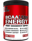 EVL BCAA Lean Energy Powder - Pre Workout Green Tea Fat Burner Support with BCAAs Amino Acids and Clean Energizers - BCAA Powder Post Workout Recovery Drink for Lean Muscle Recovery - Fruit Punch