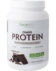 BRAINMD Dr Amen Omni Protein Chocolate - 2.38 lbs - Plant-Based Protein Powder - Promotes Energy & Exercise Recovery - Vegan, Vegetarian, Sugar Free, Gluten Free - 30 Servings