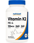 Nutricost Vitamin K2 (MK4) 240 Capsules (100mcg) - Gluten Free and Non-GMO