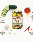 Wickles Pickles Original Pickles 6 Pack  Spicy Garlic Pickles  Sweet  Hot Pickle Slices  Sweet Slightly Spicy Wickedly Delicious 16 oz Each