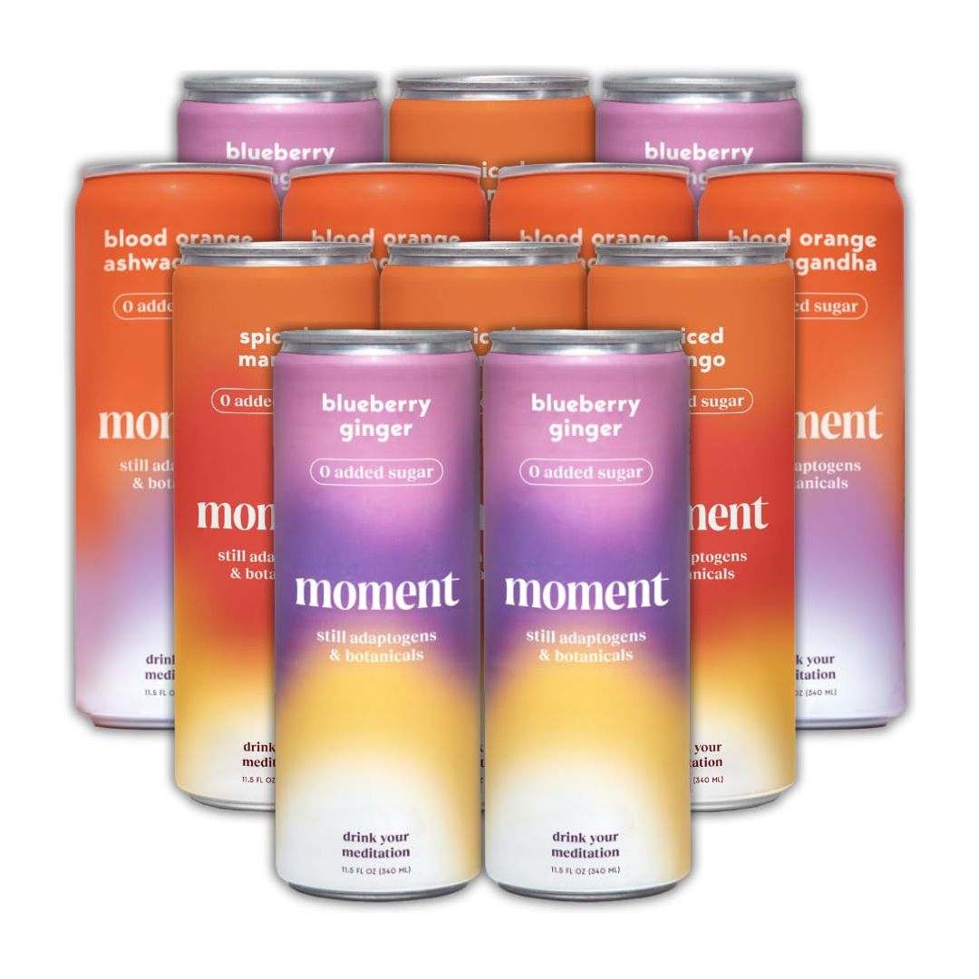 Moment Adaptogen Drink Shark Tank  Still Combo Variety Contains LTheanine  Ashwagandha for Focus  Stress Relief 0 Added Sugar 1520 Calories Alcohol  Caffeine Free No Preservatives 115