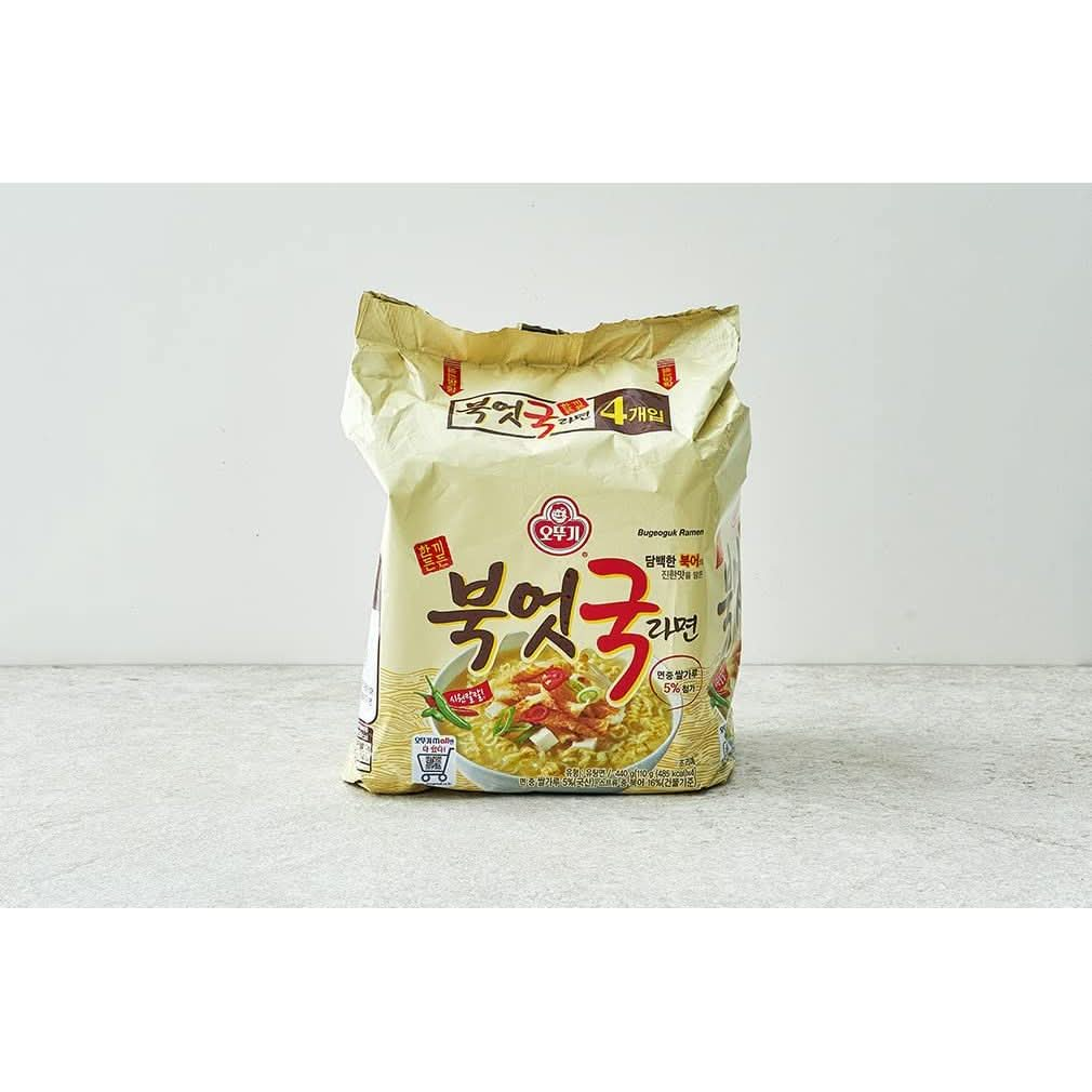 Korean Famous Traditional Hangover Unique Tasty Dried Pollack Ramen Easy to Cook Not Spicy Nutritious Instant Noodles Food 110g x 4 Pack