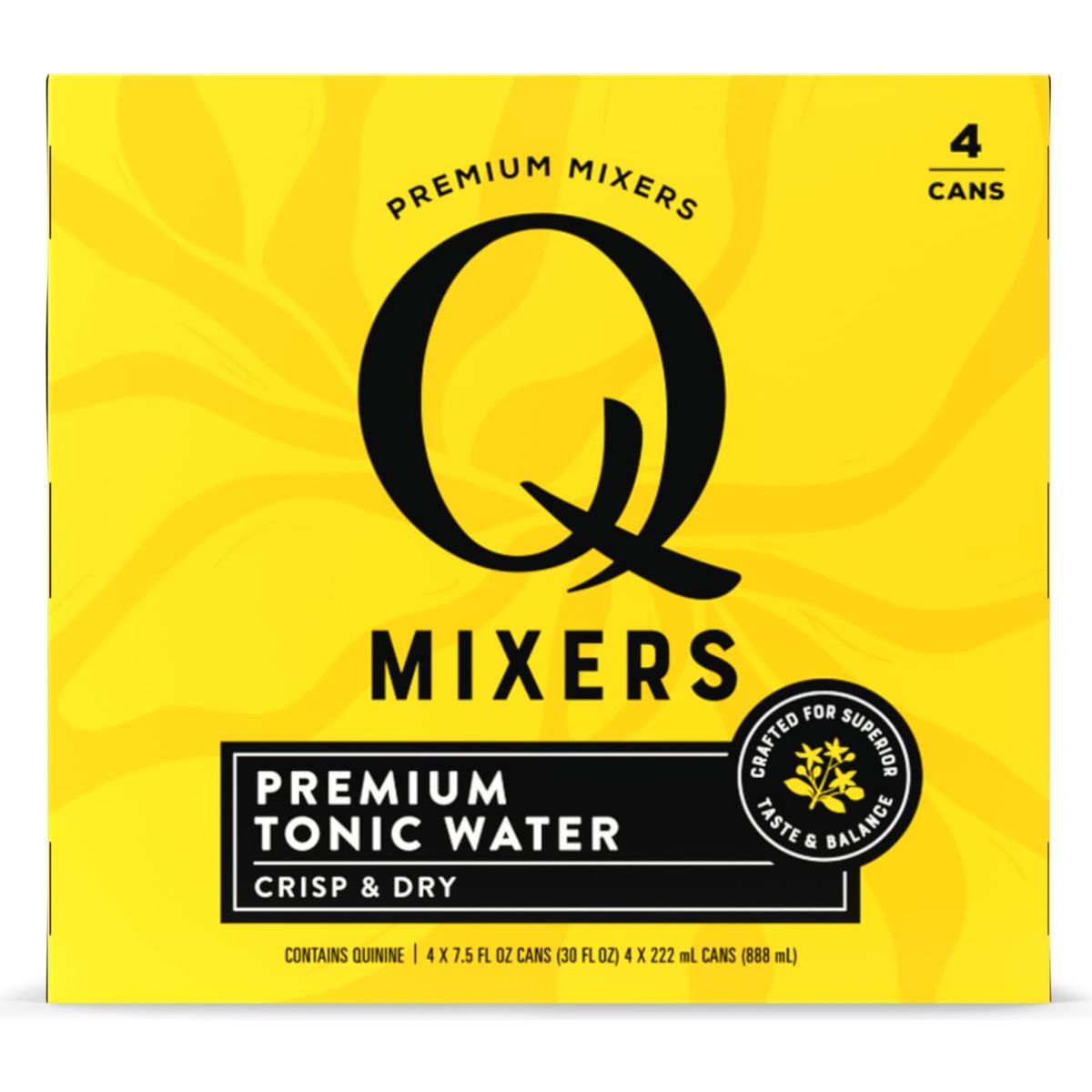 Q Mixers Tonic Water Premium Cocktail Mixer Made with Real Ingredients 75 fl oz cans Pack of 4