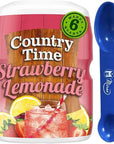 Pack of 1 CountryTime Strawberry Lemonade Naturally Flavored Powdered Drink Mix 18 oz Canister Miras Trademark 2in1 Measuring Spoon Included