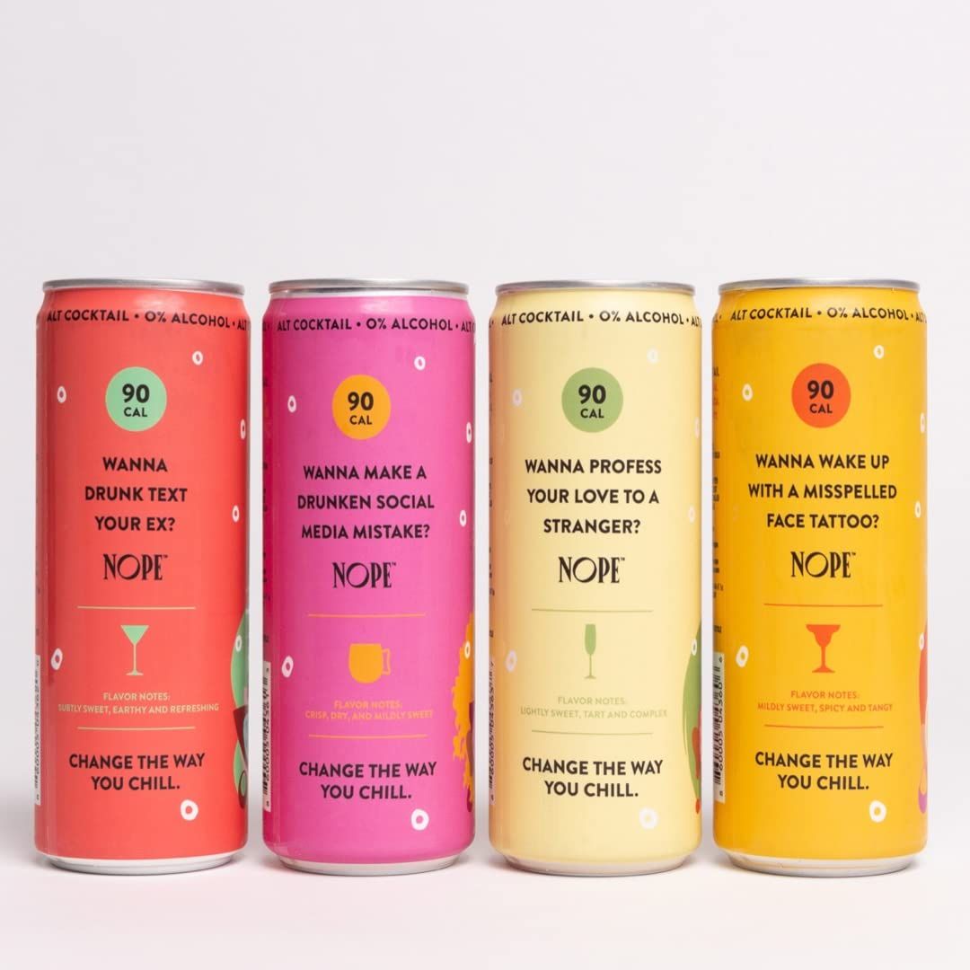 NOPE NonAlcoholic Cocktail Alternatives  Bubbling with Natural Botanical Flavors  ReadytoDrink Zero Proof Cocktails  12 Fl Oz Cans Strawberry Basil Smash 12 count