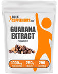 BULKSUPPLEMENTS.COM Guarana Extract Powder - Natural Caffeine Supplements for Energy Support - Gluten Free - 1000mg per Serving, 250 Servings (250 Grams - 8.8 oz)