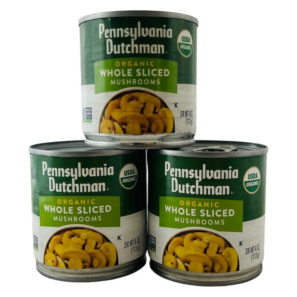 Pennsylvania Dutchman Canned Mushrooms  Organic Sliced Mushrooms  Three 4 oz Cans