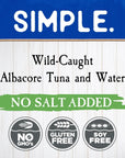 Blue Harbor Fish Co Wild Albacore Tuna in Water No Salt Added Soy Free Gluten Free  NonGMO 3 Ounce Pack of 12