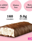 NICKS Keto Chocolate Candy Bars Variety Pack No Added Sugar Coconut Gluten Free Sweets Low carb Candy Snack Bar Multipack 15x40g