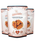 Nuts on the Run Cinnamon Pecans - 4oz (PACK OF 3 BAGS), Roasted Cinnamon Pecan Pralines, Satisfaction Guarantee