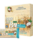 BA! Crunchy Energy Bar No Added Sugar Coconut & Chia, Healthy Bar Snacks Pack of 6x30g