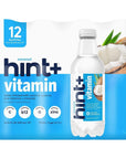 Hint Vitamin Coconut Pure Water Infused with Coconut Plus a Vitamin Boost 50 Daily Value Vitamin C Vitamin A B12 Zinc Zero Sugar Zero Calories Zero Diet Sweeteners 16 Fl Oz Pack of 12