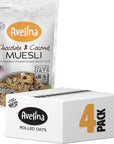 Avelina Natural Flavors Muesli  GlutenFree Healthy OatmealBased Cereal  Kosher NonGmo and Gluten free  127 oz Chocolate  Coconut 4Pack