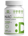 Eagleshine Vitamins NAC Supplement 1,000mg Per Serving | 240 Capsules, N-Acetyl Cysteine with Glutathione 50mg - Antioxidant Support for Immune Health, Lung, & Liver Function