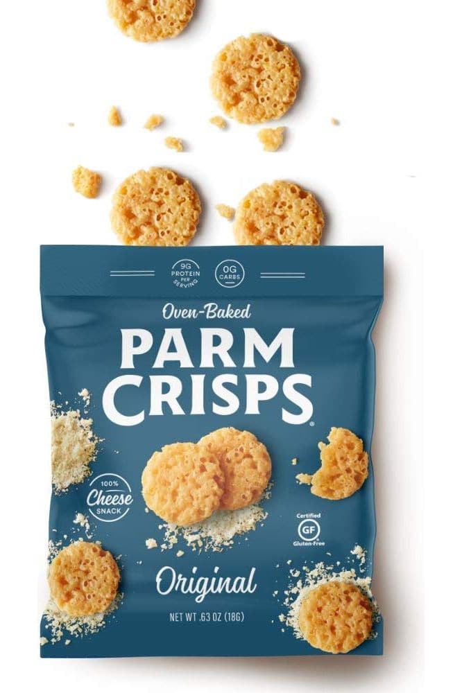 ParmCrisps - Original Cheese Parm Crisps, Made Simply with 100% REAL Parmesan Cheese, Made Simply with 100% REAL Cheese | Healthy Keto On-the-Go Snacks, Low Carb, High Protein, Gluten Free, Oven Baked, Keto-Friendly | 0.63oz (Pack of 24)