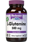 Bluebonnet Nutrition L-Glutamine 500mg, Supports Immune Function, Nitrogen Transporter, Soy & Gluten-Free, Non-GMO, Kosher Certified, Vegan, 50 Vegetable Capsules, White, 50 Count