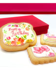 Happy Birthday Cookies Gift Basket For Women and Girls Her Decorated Sugar Cookie Gift Box Floral  Nut Free  3 Pack  Kosher