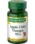 Nature's Bounty Apple Cider Vinegar 480mg Pills, Vegetarian Supplement Plant Based, 200 Tablets