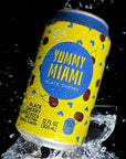 Yummy Miami Soda 12oz  Kosher Refreshing Flavored Carbonated Water  Natural Ingredients  CaffeineFree  GMOFree  12 Cans In A Fridge Pack Black Cherry