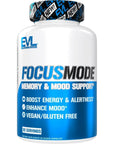 Evlution Mental Energy and Focus Supplement for Adults - Nootropics Brain Support Supplement with Caffeine L Theanine Alpha GPC and Huperzine A Nutrition Focus Pills for Sustained Peak Performance