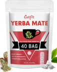 Catfit Yerba Mate Tea for Boost Energy Focus and Health Perfect Coffee Replacement No Dust Fresh Vegan Kosher GlutenFree 40 Tea Bags