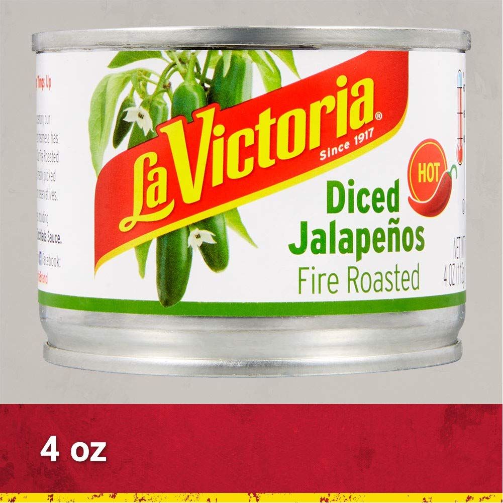 La Victoria Fire Roasted Diced Jalapeños Hot 4 Ounce Pack of 24