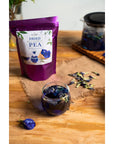 Pure Dried Butterfly Pea Flower Tea Herbal Dried Blue Clitoria Ternatea for Hot Tea Mix Iced Teas Smoothie Coolers Cocktails Mixer Cookies 50grams x 3packs