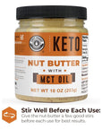 Keto Nut Butter Fat Bomb, Crunchy - Macadamia Low Carb Nut Butter Blend, Keto Almond Butter with MCT Oil, Cashews (10oz)