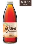 Tejava Peach Black Iced Tea 4 Pack 12oz Glass Bottles Unsweetened NonGMO Kosher No Sugar or Sweeteners No calories No Preservatives Brewed in Small Batches