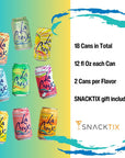 SNACKTIX  La Croix Sparkling water Variety Pack  18 Assorted Cans  Hydration with Refreshing Carbonated Water  with Snacktix coaster included