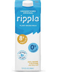 Ripple Unsweetened Original NonDairy Milks  Vegan Milk with 8g Pea Protein  Shelf Stable  NonGMO Plant Based Gluten Free  32 Fl Oz Pack of 6 Unsweetened Original