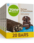 ZonePerfect Protein Bars 12g Protein 18 Vitamins  Minerals Nutritious Snack Bar Double Dark Chocolate 20 Bars