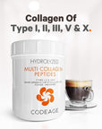 Codeage Multi Collagen Protein Powder Peptides, 2-Month Supply, Hydrolyzed, Type I, II, III, V, X Grass Fed All in One Super Bone Broth Collagen Supplement, Non-GMO, 20 Ounces