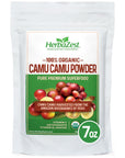 HerbaZest Camu Camu Powder 7oz  USDA Certified Organic  Vegan NonGMO  Gluten Free  Nutrient Rich Best Source of Vitamin C  Perfect for Smoothies Juices  More