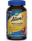 Nature's Way Alive! Men's Daily Gummy Multivitamin, Supports Energy Metabolism*, Muscle Function*, B-Vitamins, B-Vitamins, Gluten-Free, Vegetarian, Fruit Flavored, 60 Gummies (Packaging May Vary)