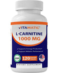 Vitamatic L-Carnitine Fumarate 1000 mg - 120 Vegetable Capsules (1 Bottle)