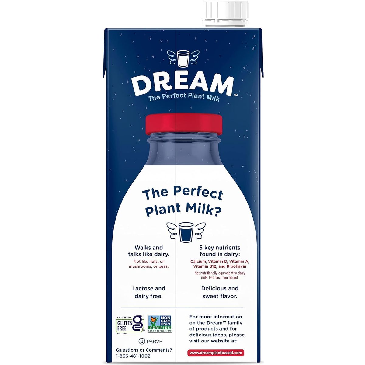 Dream Organic Whole Rice Milk Vegan Dairy Alternative LactoseFree Shelf Stable Original 32oz Pack of 6