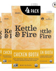 Kettle and Fire Organic Chicken Broth, Keto, Paleo, and Whole 30 Approved, Gluten Free, High in Protein and Collagen, 4 Pack (32 Ounces)