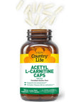 Country Life Acetyl L-Carnitine Caps, with Vitamin B-6 to aid in Utilization, 500mg, 120 Vegan Capsules, Certified Gluten Free, Certified Vegan, Certified Halal