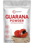 Guarana Powder 8 Ounce, 1000mg Per Serv | 220mg Natural Caffeine Energizer, Brazilian Herbal Extract, Raw, Bulk Superfood, Coffee Substitute, Vegan Friendly & Non-GMO