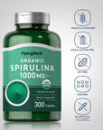 Piping Rock Organic Spirulina Tablets 1000 mg | 300 Pills | Vegetarian, Non-GMO, Gluten Free Supplement