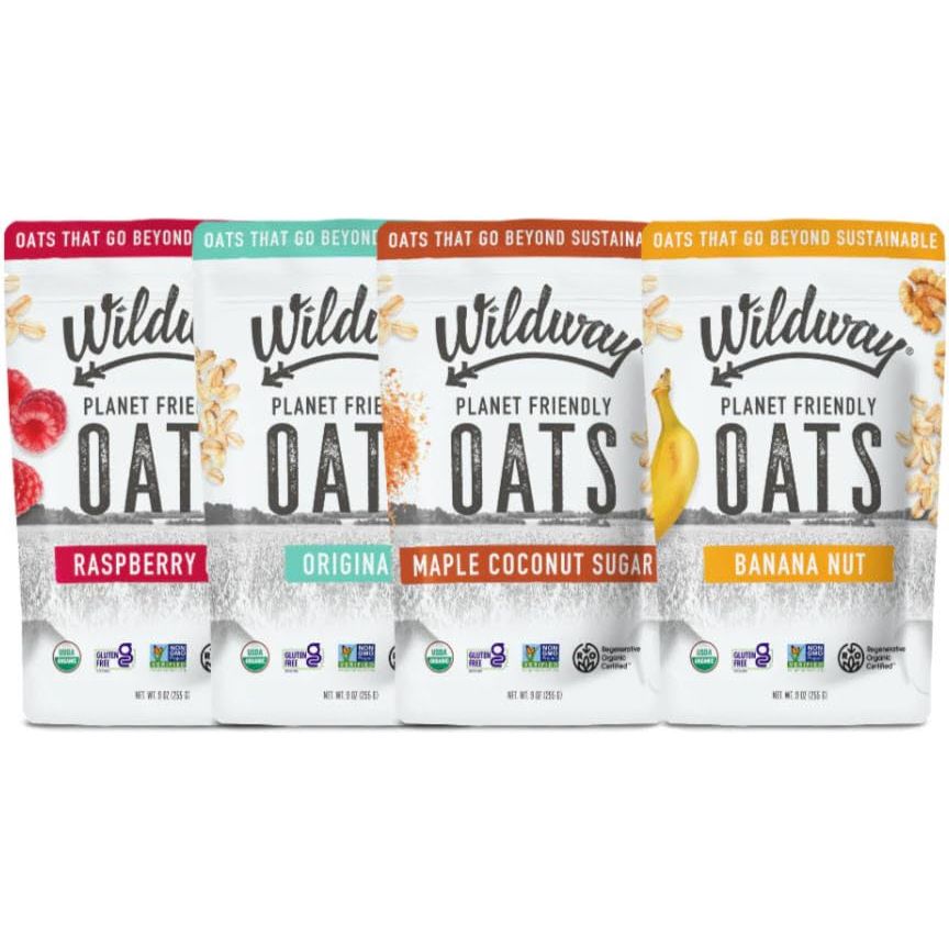 Wildway Organic Rolled Oats GlutenFree GlyphosateFree PlantBased Protein Breakfast Cereal Snacks with Sustainable NonGMO Planet Friendly Organic Oats 9 oz Original