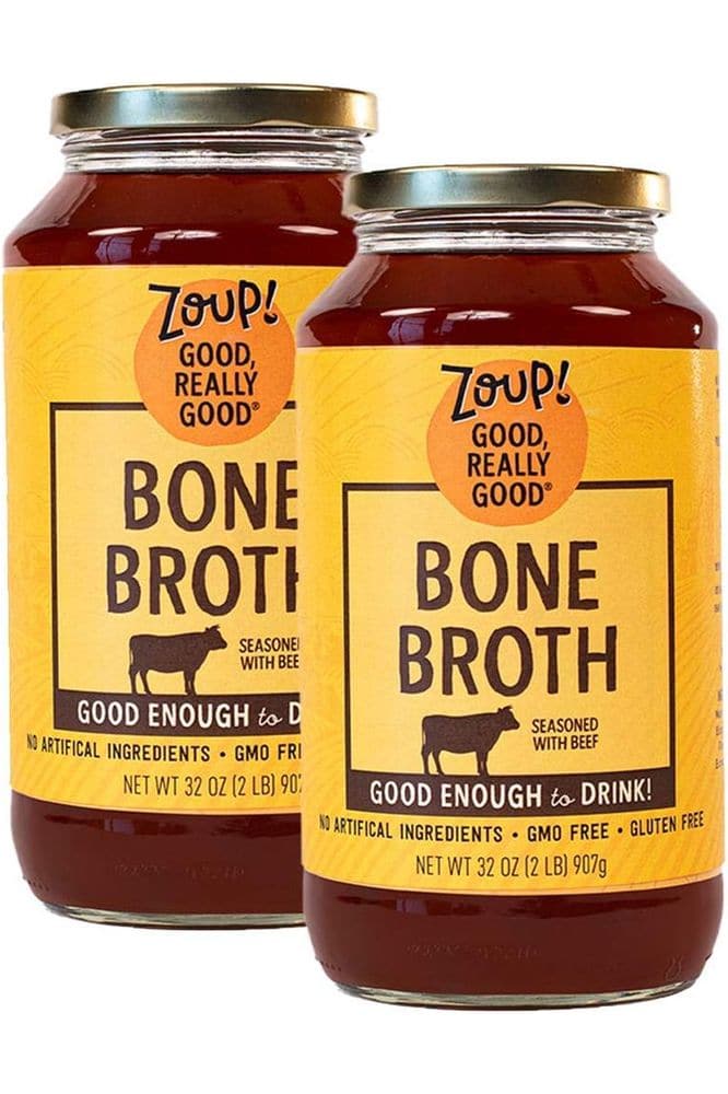 Beef Bone Broth by Zoup! Keto-Friendly, Gluten Free, Sugar Free, Non-GMO Clear Broth - Great for Stock, Bouillon, Soup Base or in Gravy - 2-Pack (32 oz)