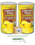 Global Basics 2 Pack of 825 oz Country Time Lemonade Mix  2 Canisters 165 oz TOTAL  Includes A Global Basics Reusable Straw Set