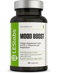 LES Labs Mood Boost - Stress Relief, Mood Support, Deep Relaxation & Better Sleep - 5-HTP, Ashwagandha, Rhodiola Rosea, Magnesium, L-Theanine & GABA - Non-GMO Supplement - 60 Capsules