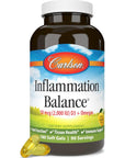 Carlson - Inflammation Balance, Balanced Omega-3 & Omega-6 Ratio, with D3, Norwegian, Wild-Caught Fish Oil Supplement with Fatty Acids, Sustainably Sourced Fish Oil Capsules, 180 Softgels